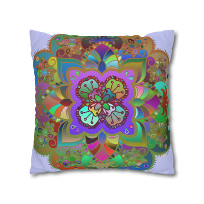 Spun Polyester Square Pillowcase Mandala Art - Original Fine Art - Hand - drawn - Pale Lavender - Blululi