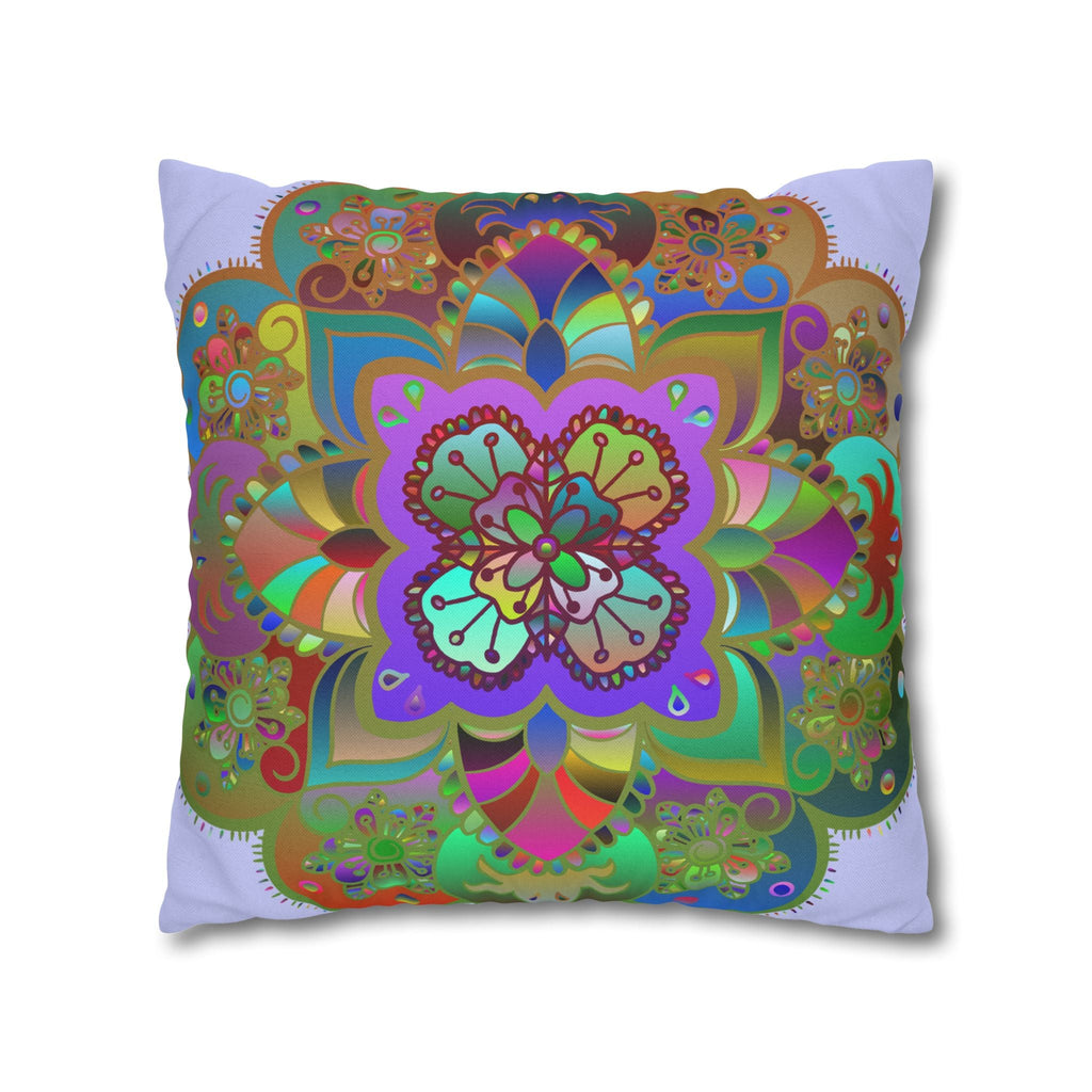 Spun Polyester Square Pillowcase Mandala Art - Original Fine Art - Hand - drawn - Pale Lavender - Blululi