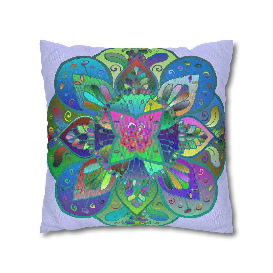 Spun Polyester Square Pillowcase Mandala Art - Original Fine Art - Hand - drawn - Pale Lavender - Blululi