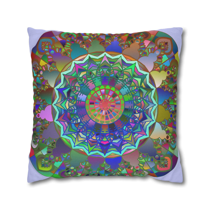 Spun Polyester Square Pillowcase Mandala Art - Original Fine Art - Hand - drawn - Pale Lavender - Blululi