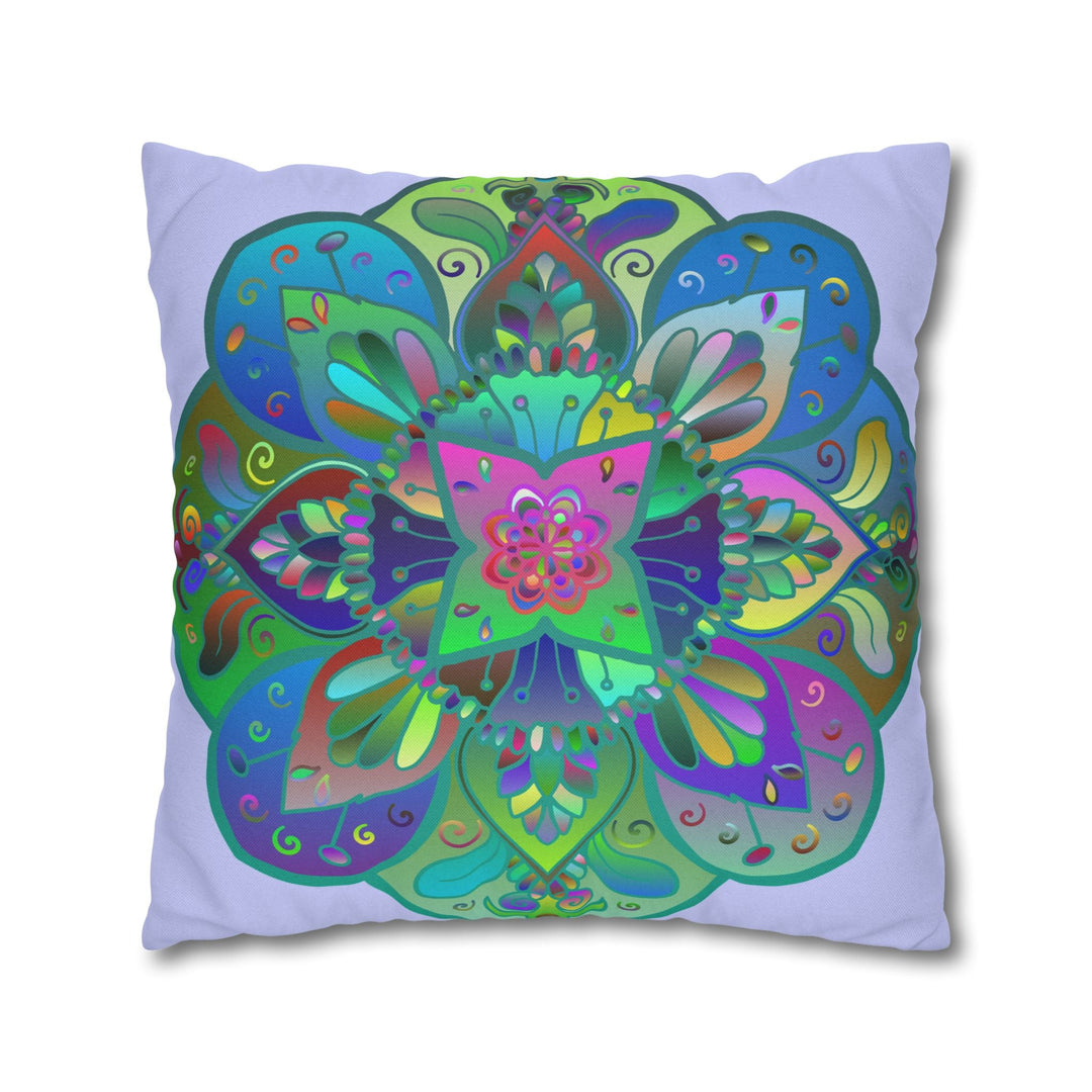 Spun Polyester Square Pillowcase Mandala Art - Original Fine Art - Hand - drawn - Pale Lavender - Blululi