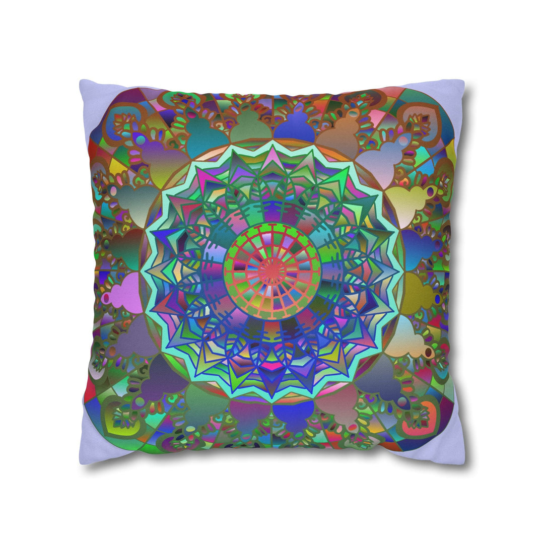 Spun Polyester Square Pillowcase Mandala Art - Original Fine Art - Hand - drawn - Pale Lavender - Blululi