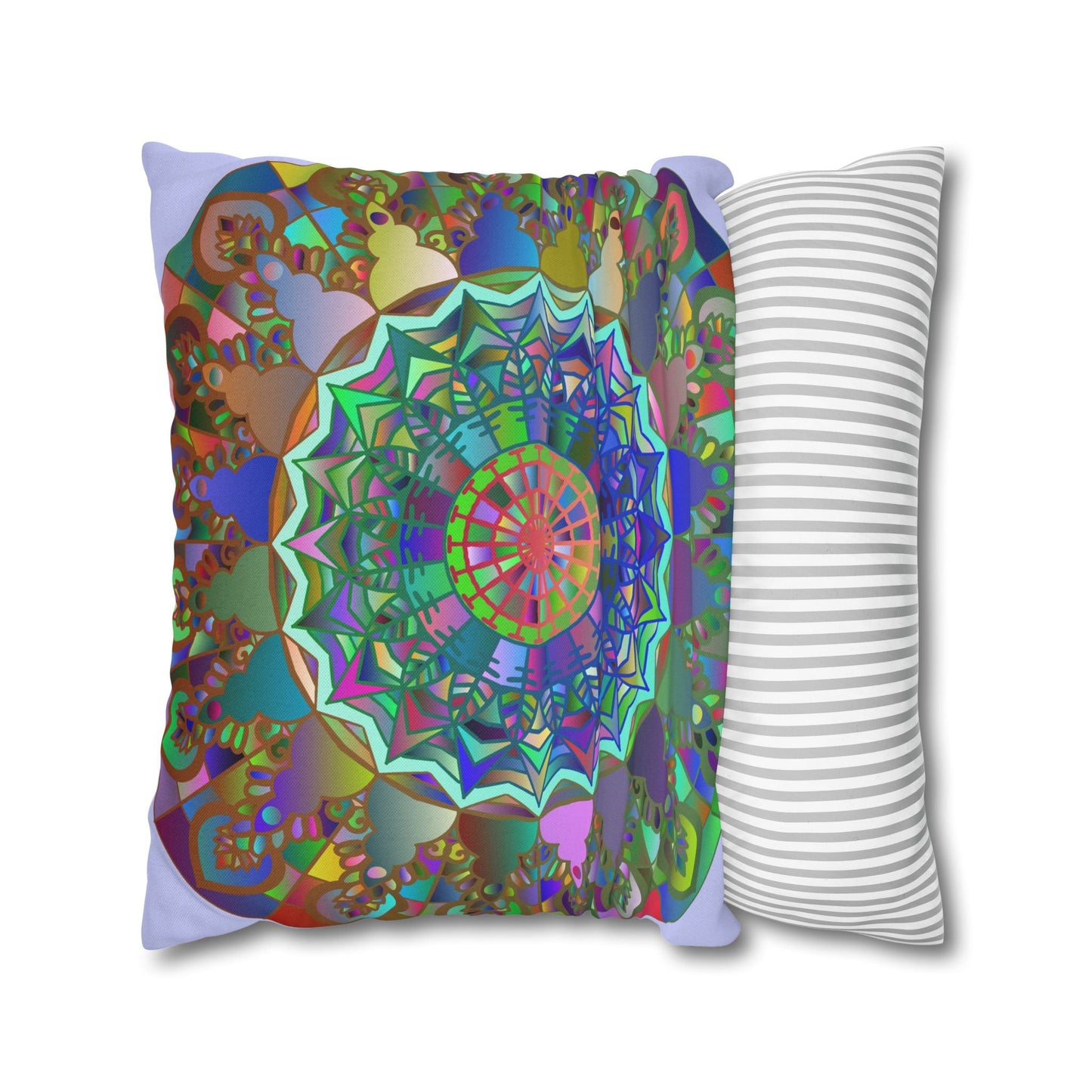 Spun Polyester Square Pillowcase Mandala Art - Original Fine Art - Hand - drawn - Pale Lavender - Blululi