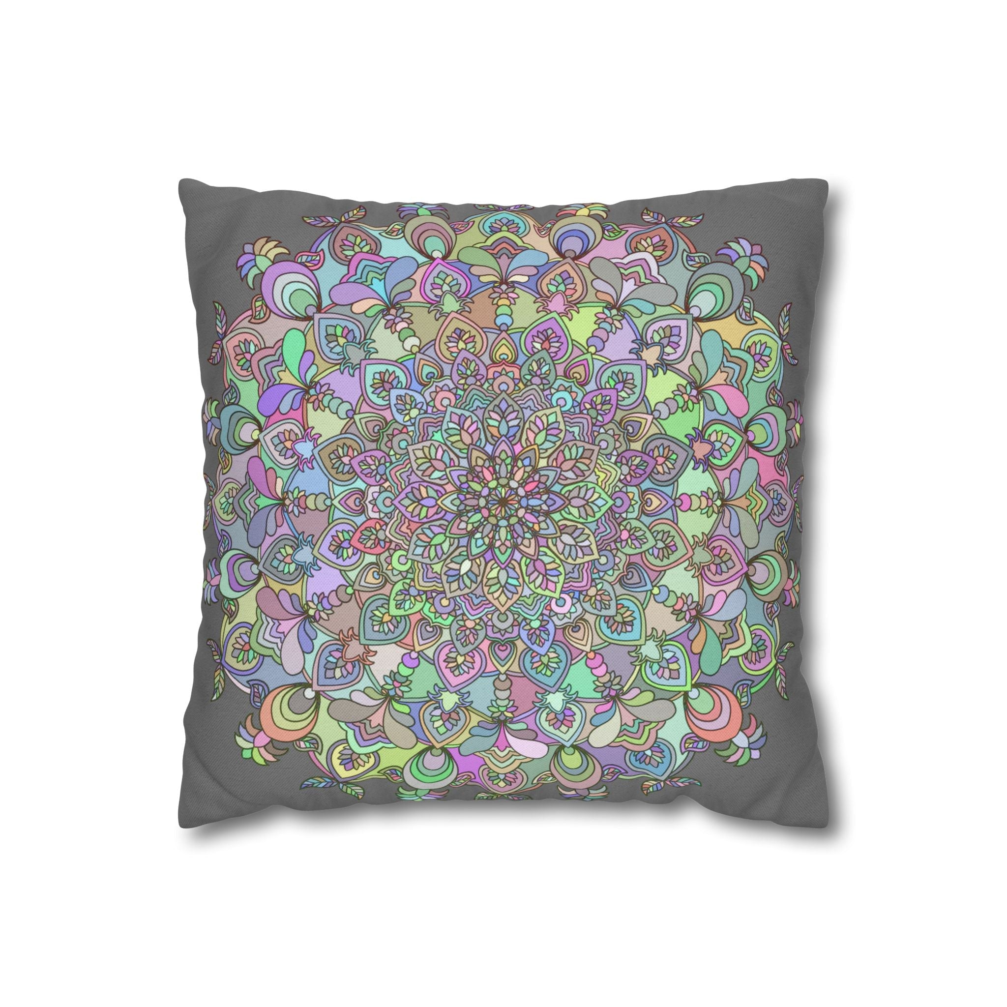 Spun Polyester Square Pillowcase Mandala Art - Original Fine Art - Hand - drawn - Pastel colors - Blululi