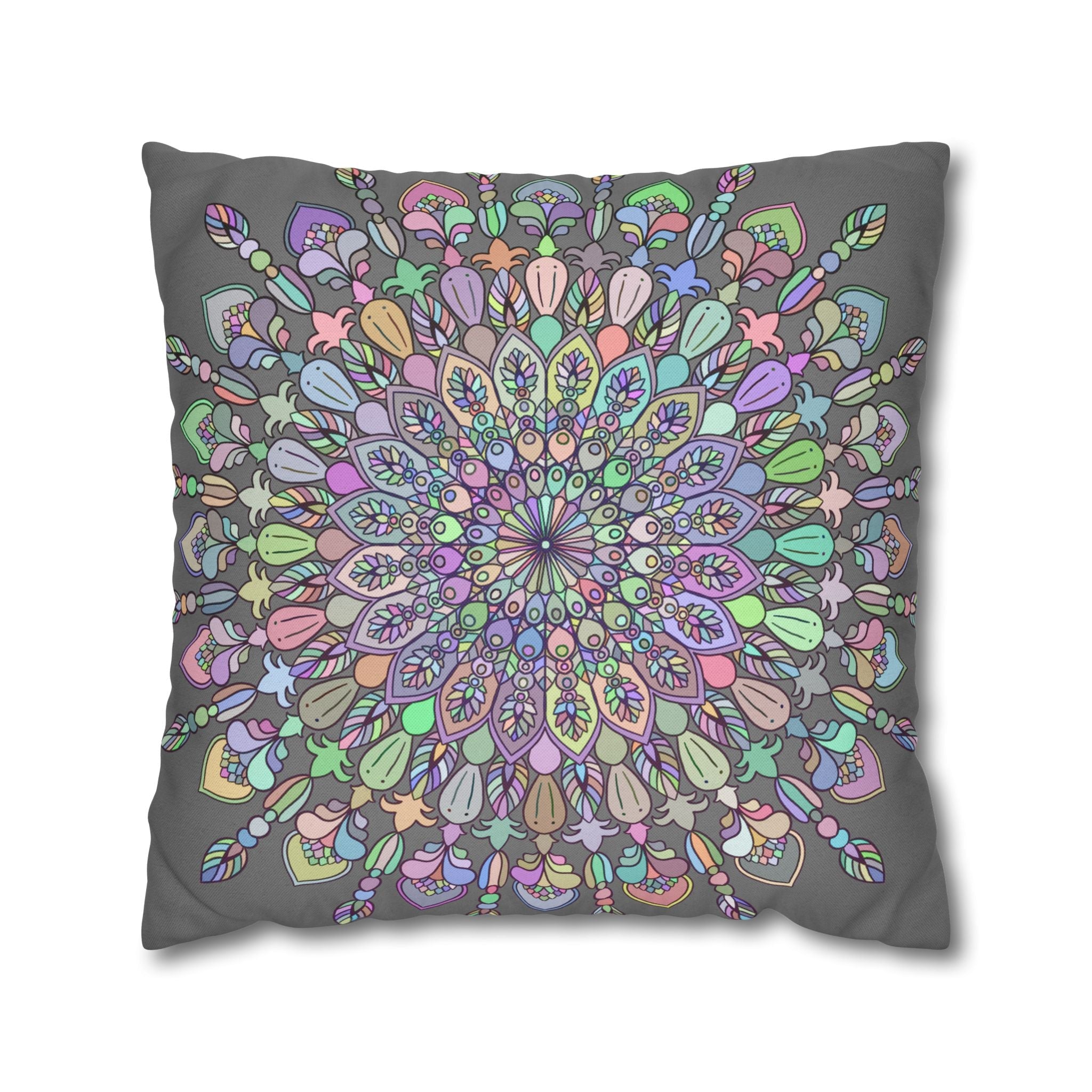 Spun Polyester Square Pillowcase Mandala Art - Original Fine Art - Hand - drawn - Pastel colors - Blululi