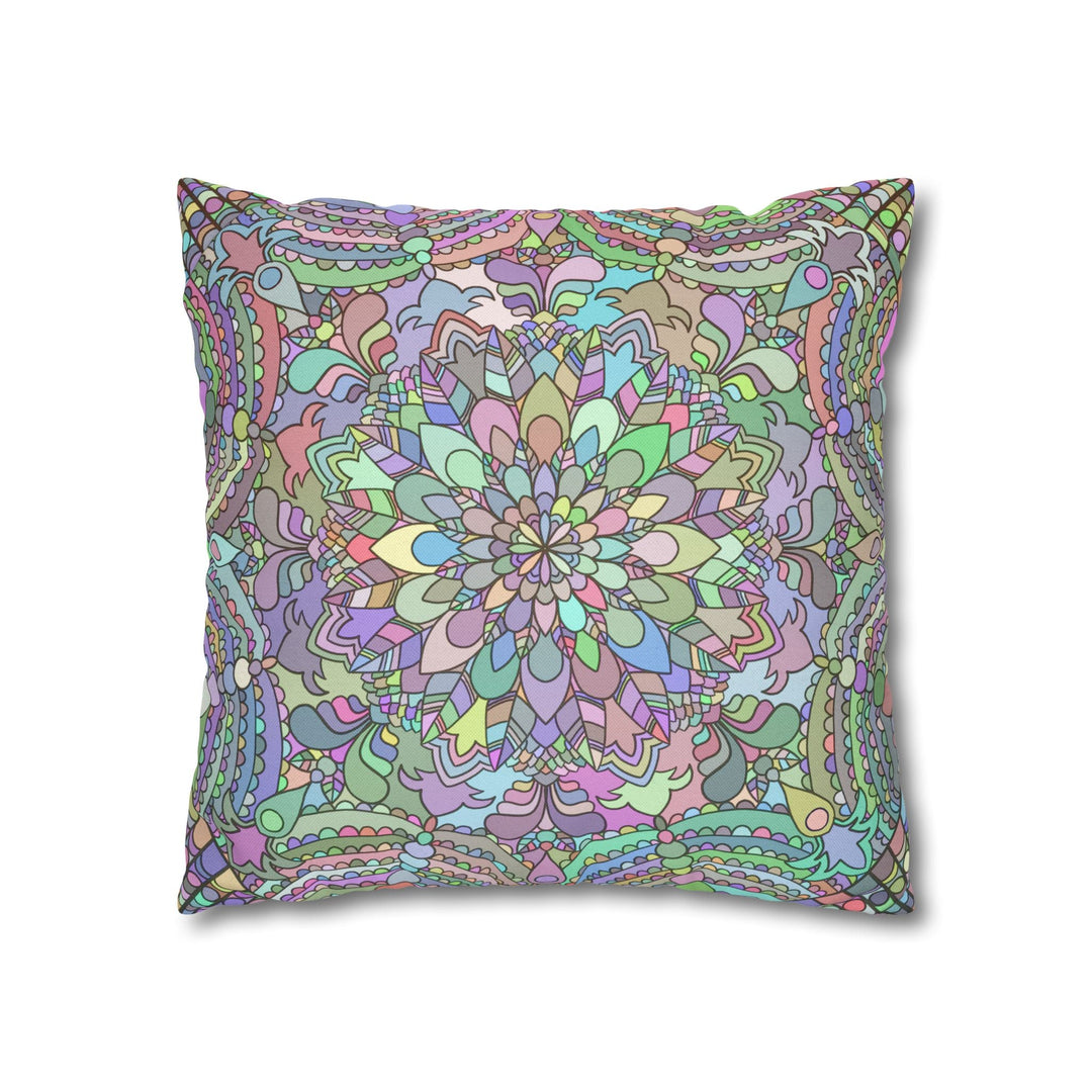 Spun Polyester Square Pillowcase Mandala Art - Original Fine Art - Hand - drawn - Pastel colors - Blululi