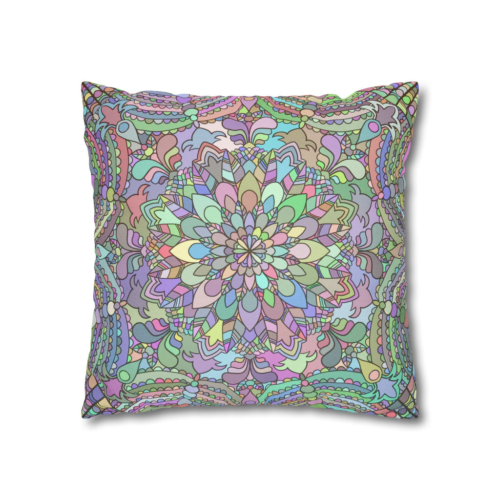 Spun Polyester Square Pillowcase Mandala Art - Original Fine Art - Hand - drawn - Pastel colors - Blululi