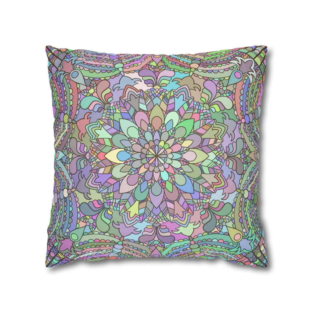 Spun Polyester Square Pillowcase Mandala Art - Original Fine Art - Hand - drawn - Pastel colors - Blululi