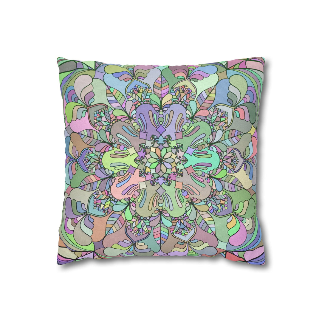 Spun Polyester Square Pillowcase Mandala Art - Original Fine Art - Hand - drawn - Pastel colors - Blululi