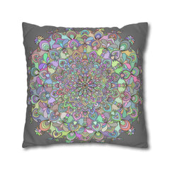 Spun Polyester Square Pillowcase Mandala Art - Original Fine Art - Hand - drawn - Pastel colors - Blululi
