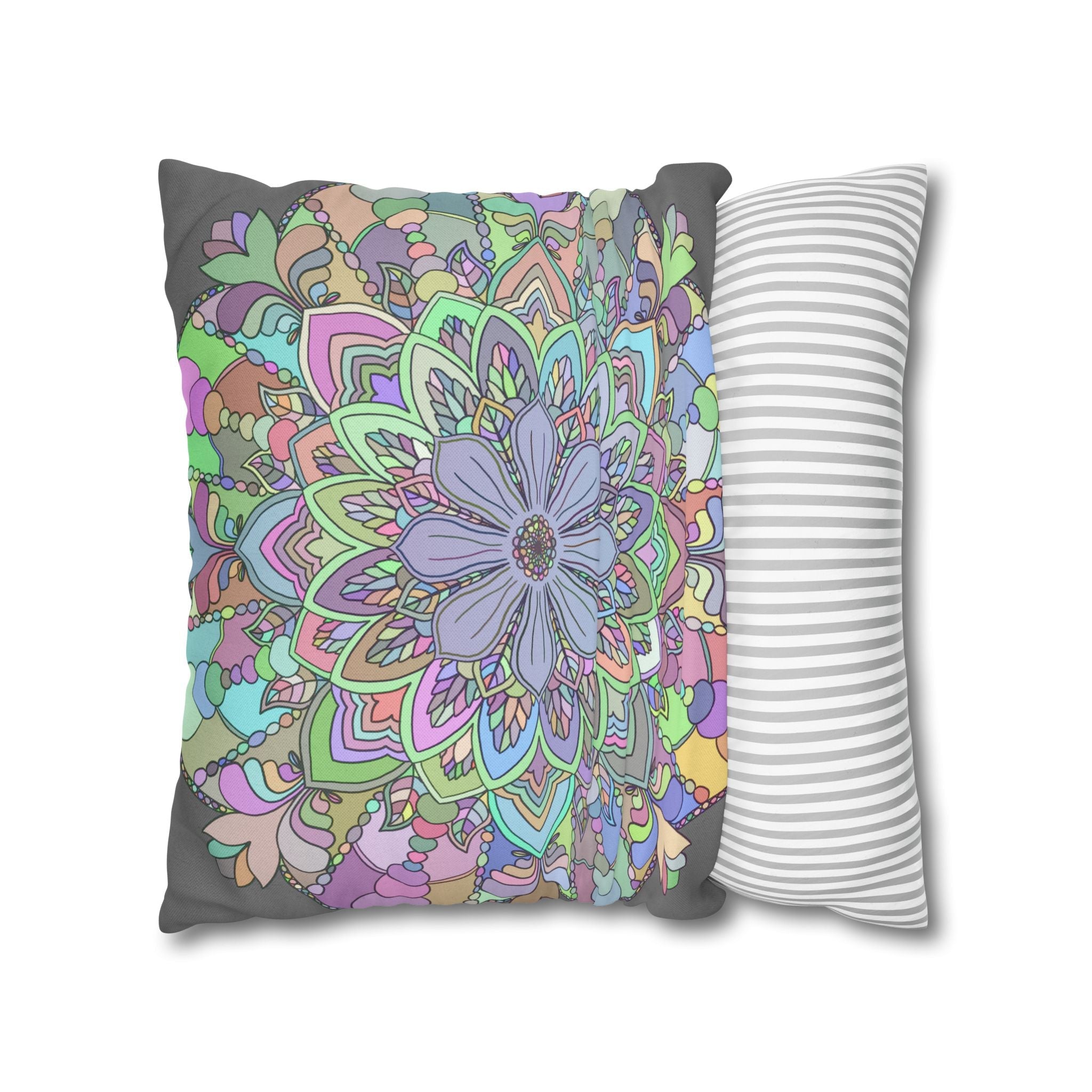 Spun Polyester Square Pillowcase Mandala Art - Original Fine Art - Hand - drawn - Pastel colors - Blululi