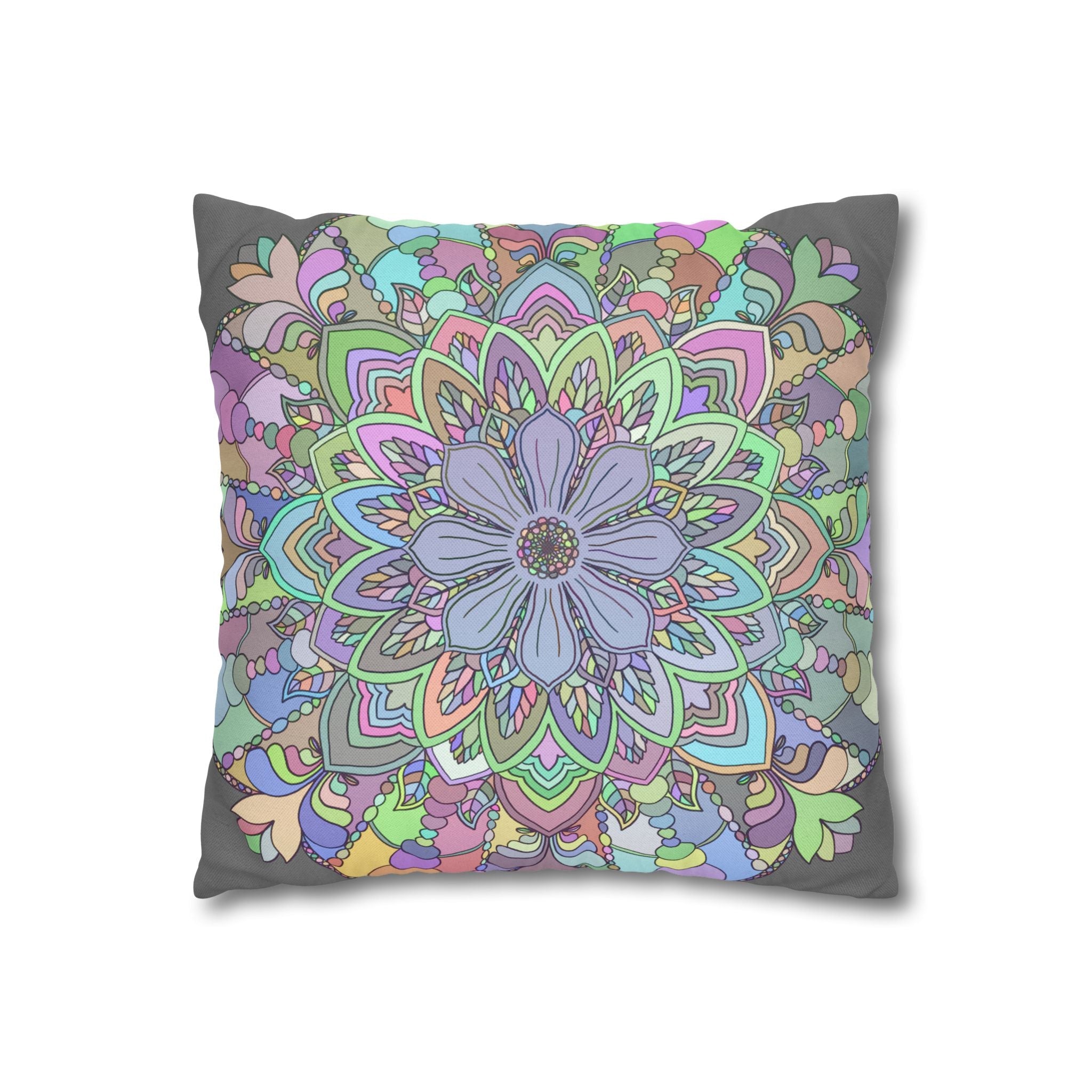 Spun Polyester Square Pillowcase Mandala Art - Original Fine Art - Hand - drawn - Pastel colors - Blululi