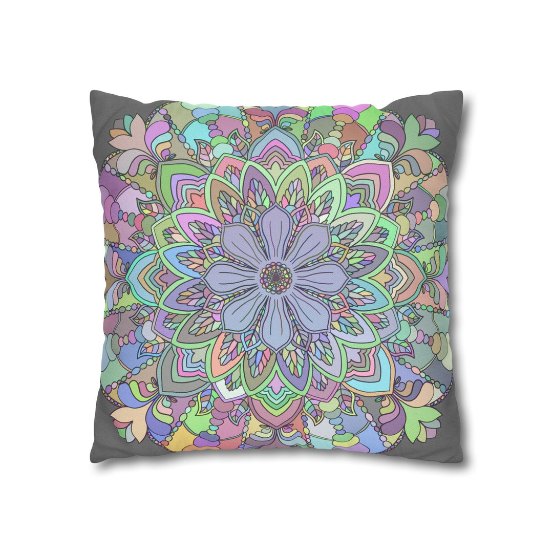 Spun Polyester Square Pillowcase Mandala Art - Original Fine Art - Hand - drawn - Pastel colors - Blululi