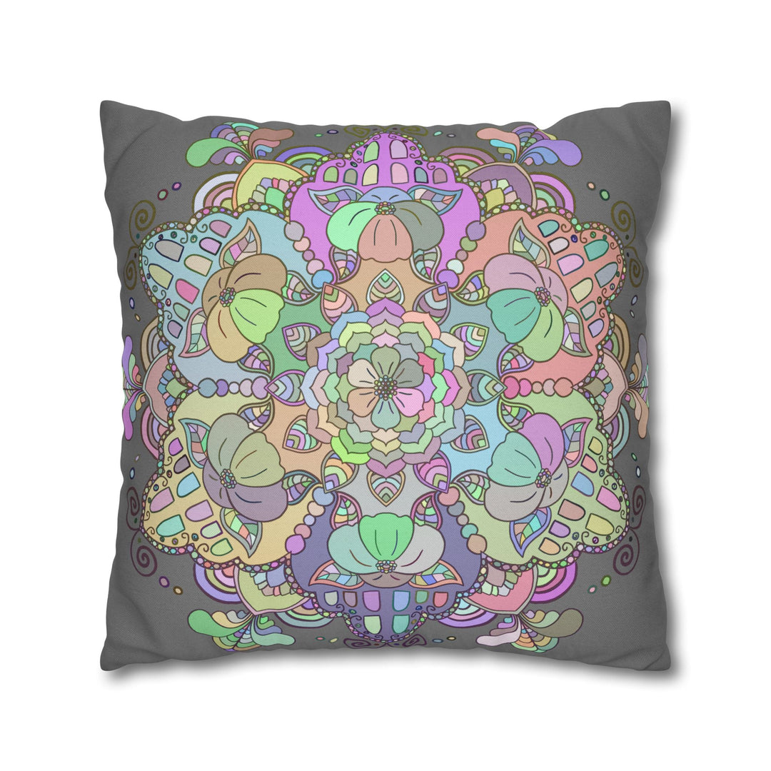 Spun Polyester Square Pillowcase Mandala Art - Original Fine Art - Hand - drawn - Pastel colors - Blululi