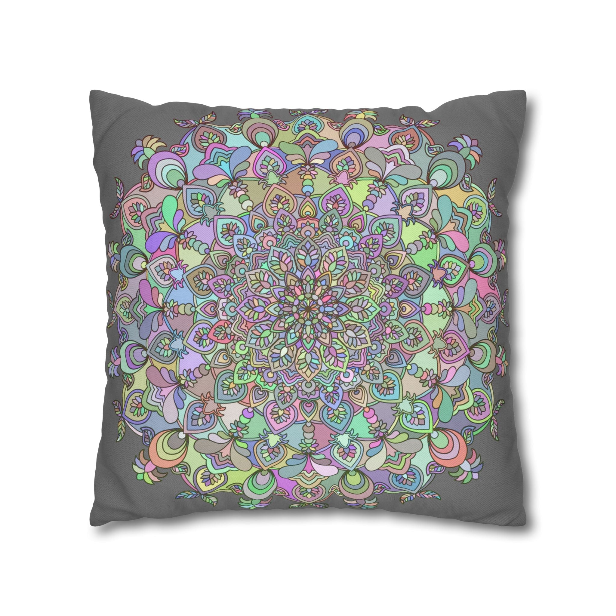 Spun Polyester Square Pillowcase Mandala Art - Original Fine Art - Hand - drawn - Pastel colors - Blululi