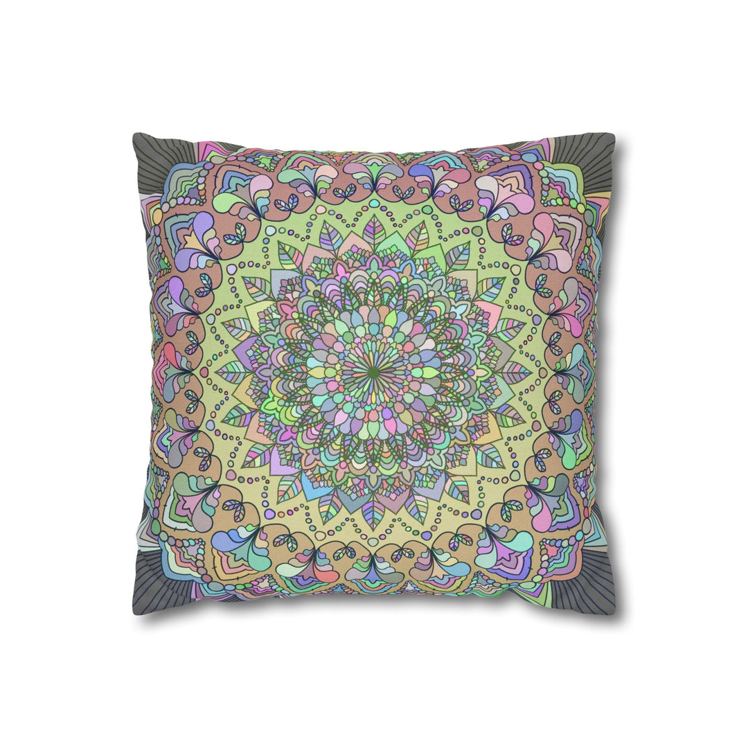 Spun Polyester Square Pillowcase Mandala Art - Original Fine Art - Hand - drawn - Pastel colors - Blululi