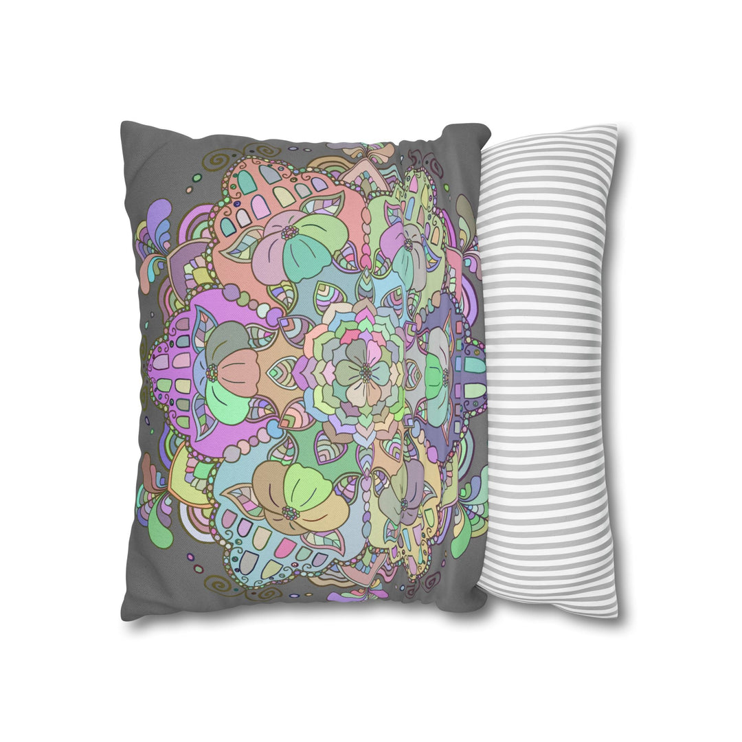 Spun Polyester Square Pillowcase Mandala Art - Original Fine Art - Hand - drawn - Pastel colors - Blululi