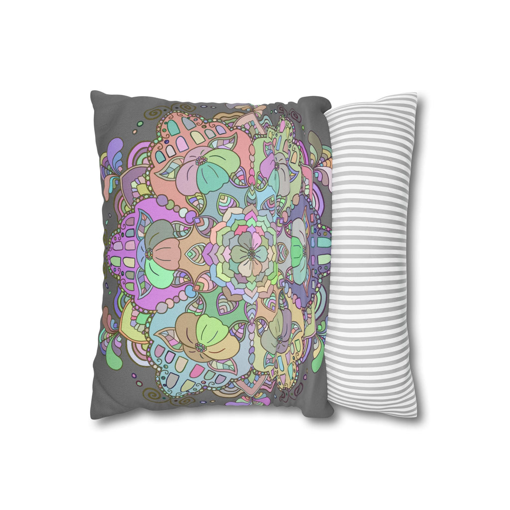 Spun Polyester Square Pillowcase Mandala Art - Original Fine Art - Hand - drawn - Pastel colors - Blululi