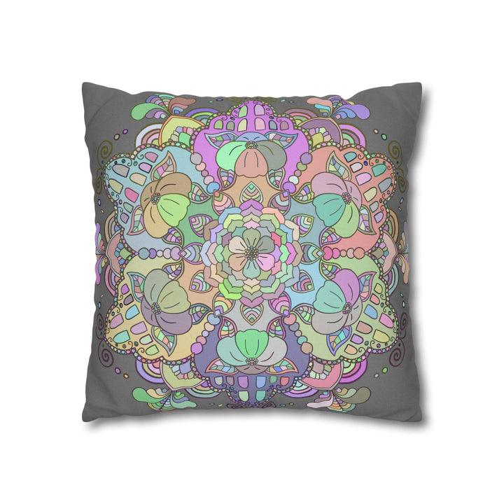 Spun Polyester Square Pillowcase Mandala Art - Original Fine Art - Hand - drawn - Pastel colors - Blululi