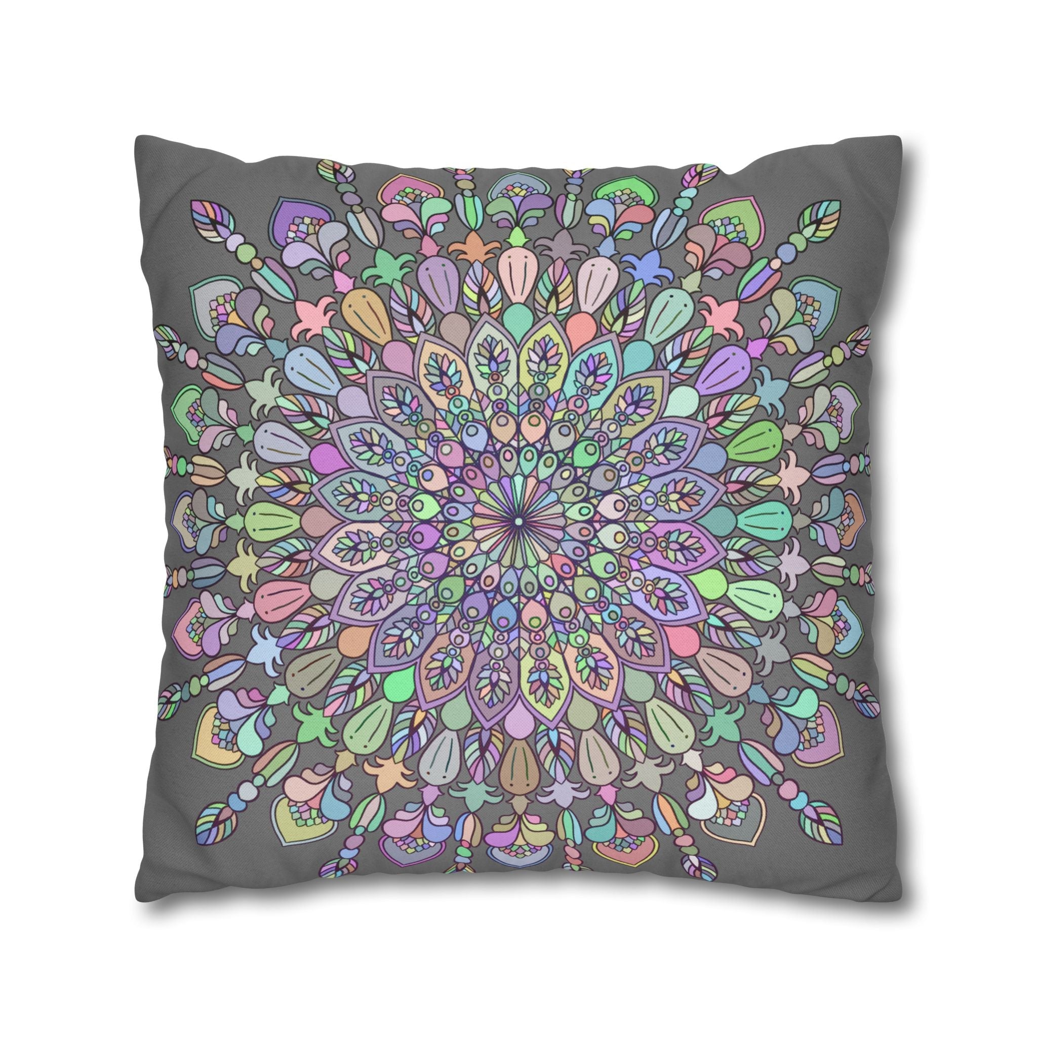 Spun Polyester Square Pillowcase Mandala Art - Original Fine Art - Hand - drawn - Pastel colors - Blululi