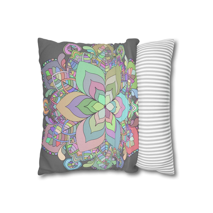 Spun Polyester Square Pillowcase Mandala Art - Original Fine Art - Hand - drawn - Pastel colors - Blululi