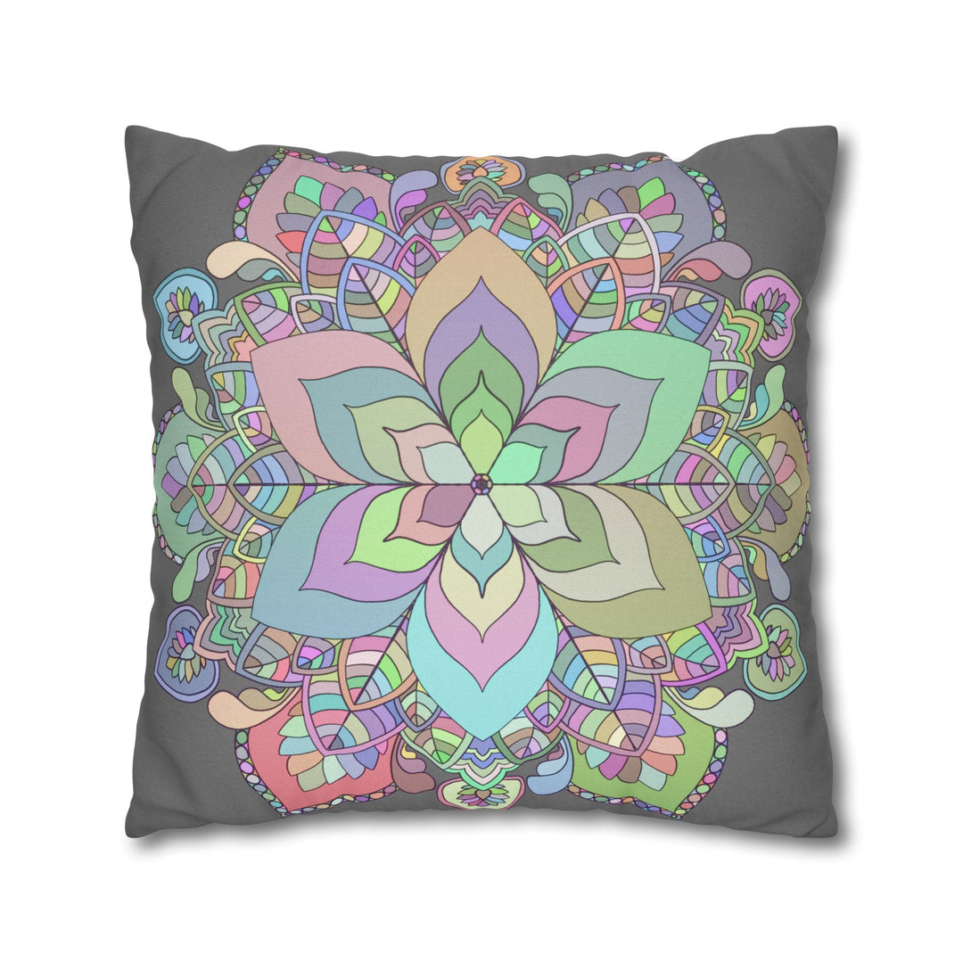 Spun Polyester Square Pillowcase Mandala Art - Original Fine Art - Hand - drawn - Pastel colors - Blululi