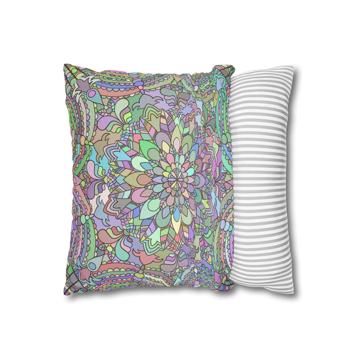 Spun Polyester Square Pillowcase Mandala Art - Original Fine Art - Hand - drawn - Pastel colors - Blululi