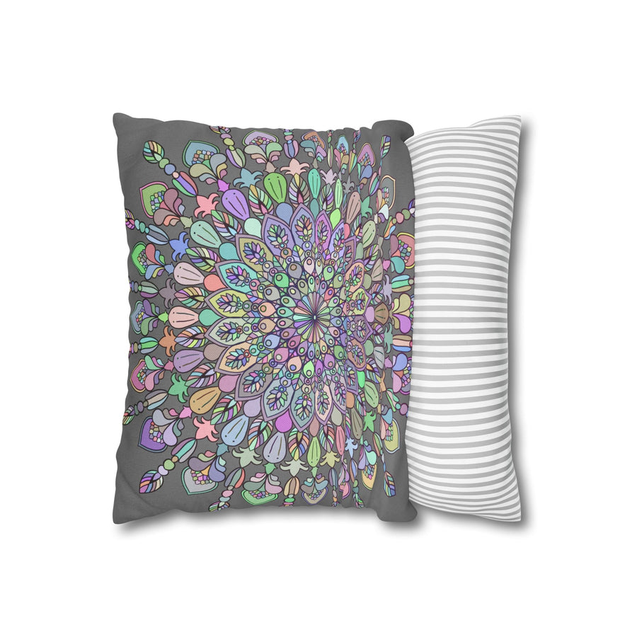 Spun Polyester Square Pillowcase Mandala Art - Original Fine Art - Hand - drawn - Pastel colors - Blululi