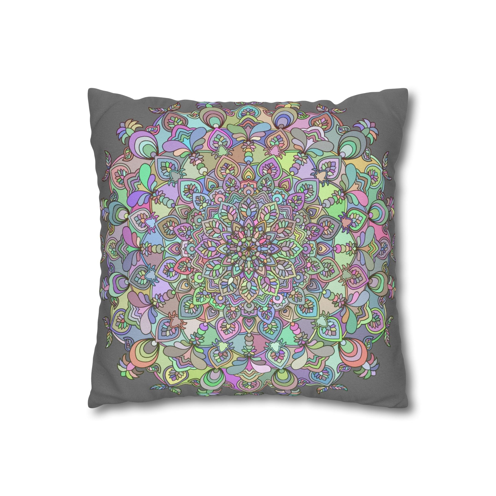 Spun Polyester Square Pillowcase Mandala Art - Original Fine Art - Hand - drawn - Pastel colors - Blululi