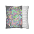 Spun Polyester Square Pillowcase Mandala Art - Original Fine Art - Hand - drawn - Pastel colors - Blululi
