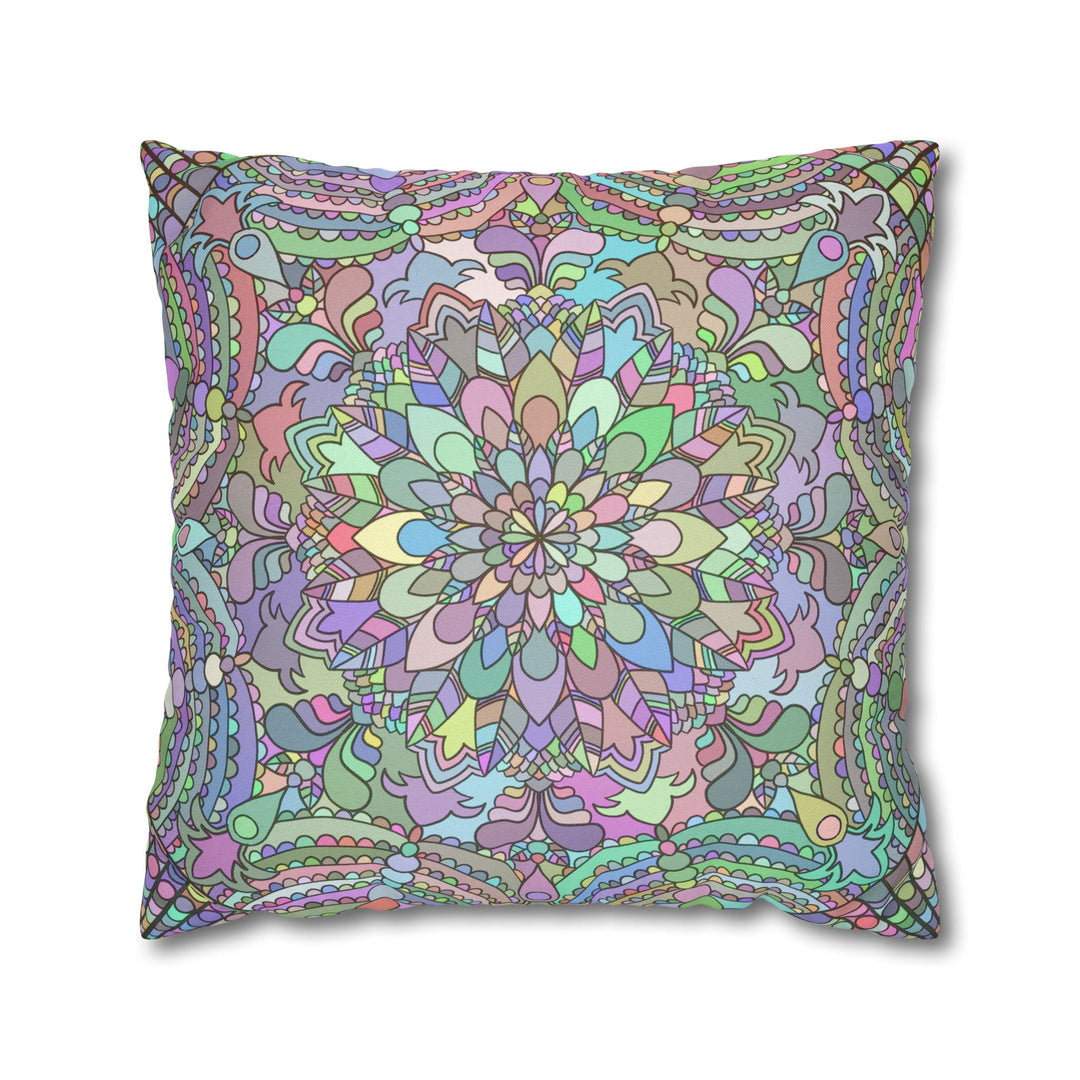 Spun Polyester Square Pillowcase Mandala Art - Original Fine Art - Hand - drawn - Pastel colors - Blululi