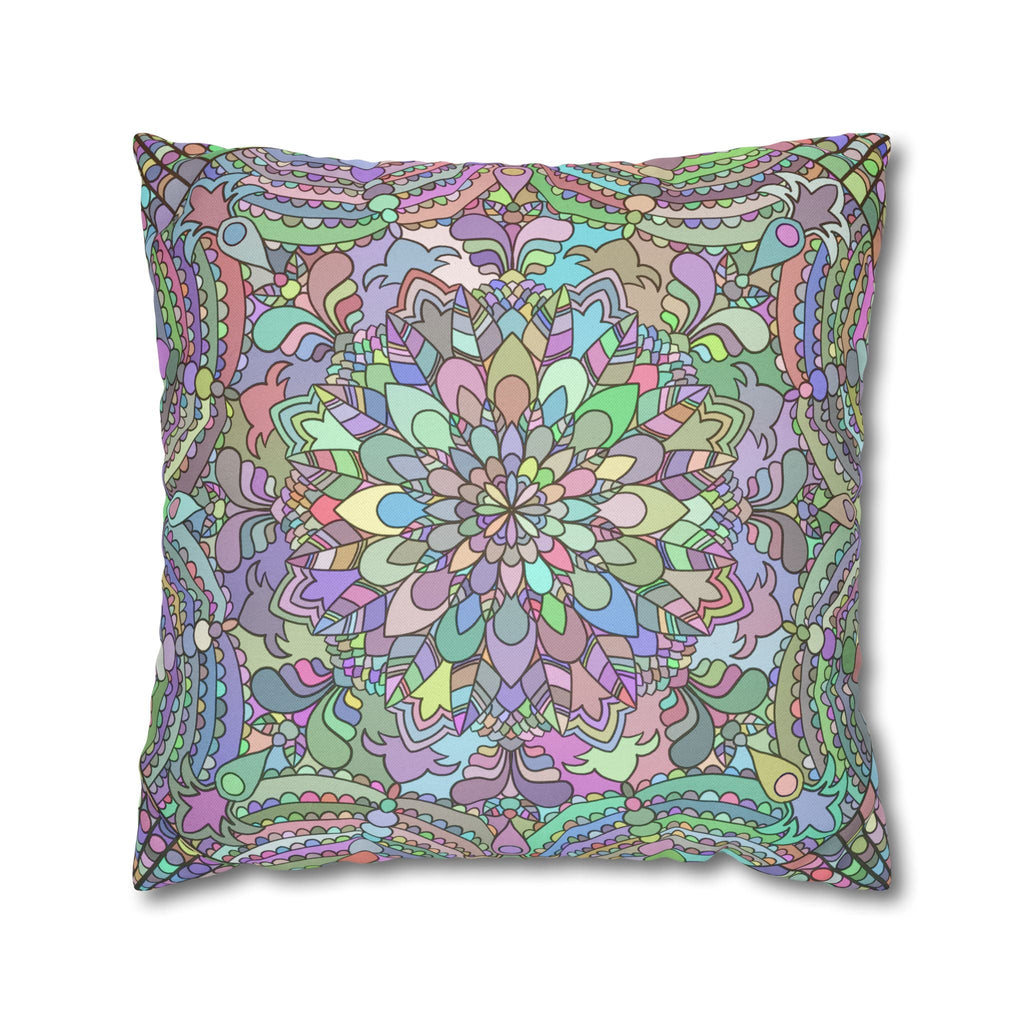 Spun Polyester Square Pillowcase Mandala Art - Original Fine Art - Hand - drawn - Pastel colors - Blululi