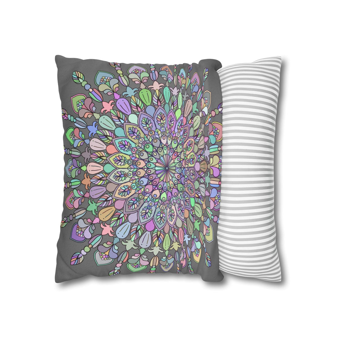 Spun Polyester Square Pillowcase Mandala Art - Original Fine Art - Hand - drawn - Pastel colors - Blululi