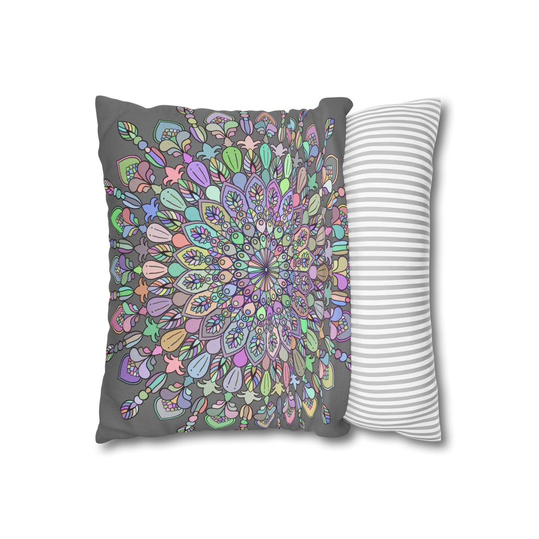 Spun Polyester Square Pillowcase Mandala Art - Original Fine Art - Hand - drawn - Pastel colors - Blululi