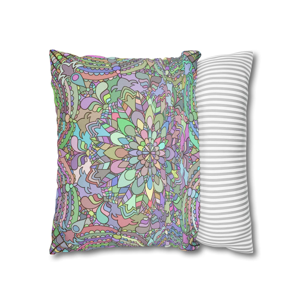 Spun Polyester Square Pillowcase Mandala Art - Original Fine Art - Hand - drawn - Pastel colors - Blululi