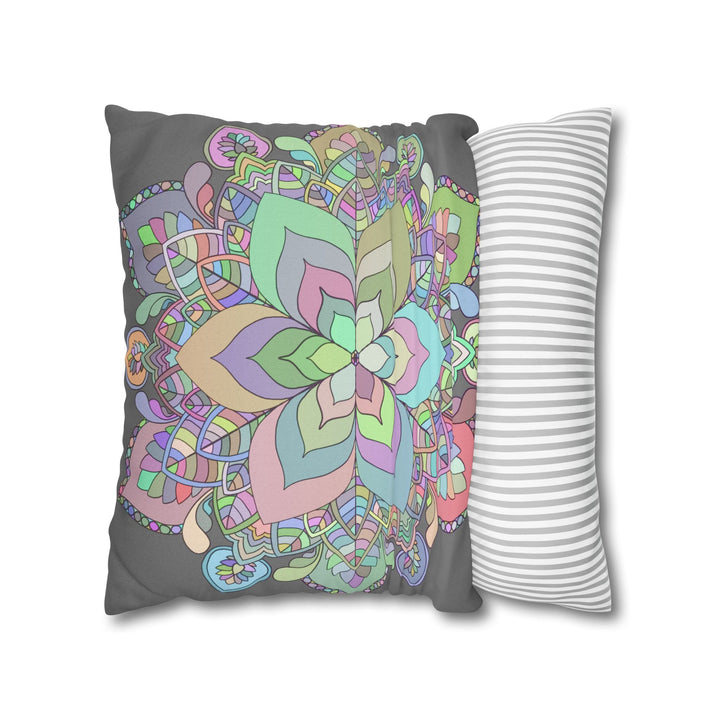 Spun Polyester Square Pillowcase Mandala Art - Original Fine Art - Hand - drawn - Pastel colors - Blululi