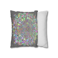 Spun Polyester Square Pillowcase Mandala Art - Original Fine Art - Hand - drawn - Pastel colors - Blululi