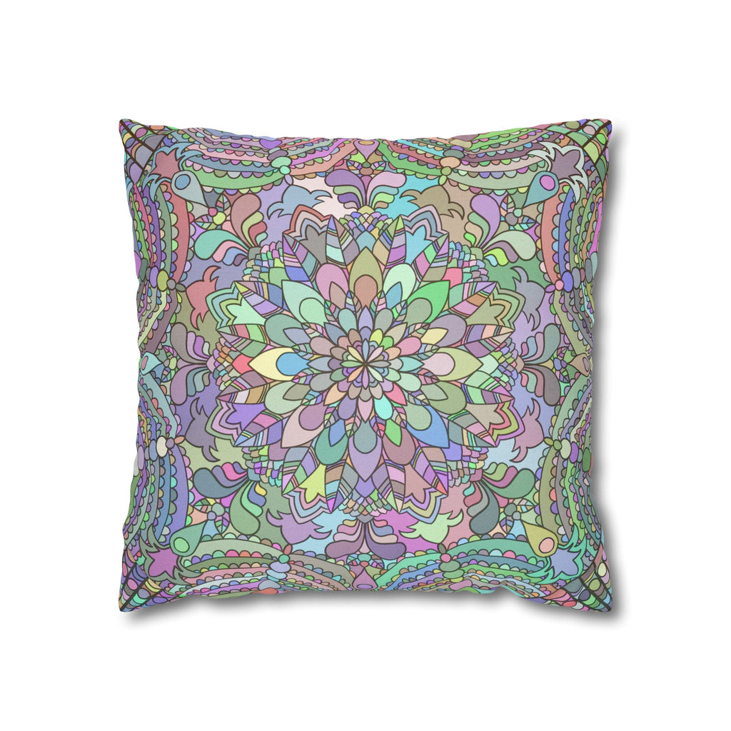 Spun Polyester Square Pillowcase Mandala Art - Original Fine Art - Hand - drawn - Pastel colors - Blululi