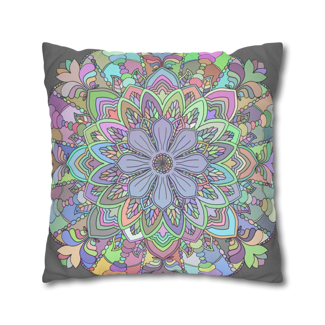 Spun Polyester Square Pillowcase Mandala Art - Original Fine Art - Hand - drawn - Pastel colors - Blululi