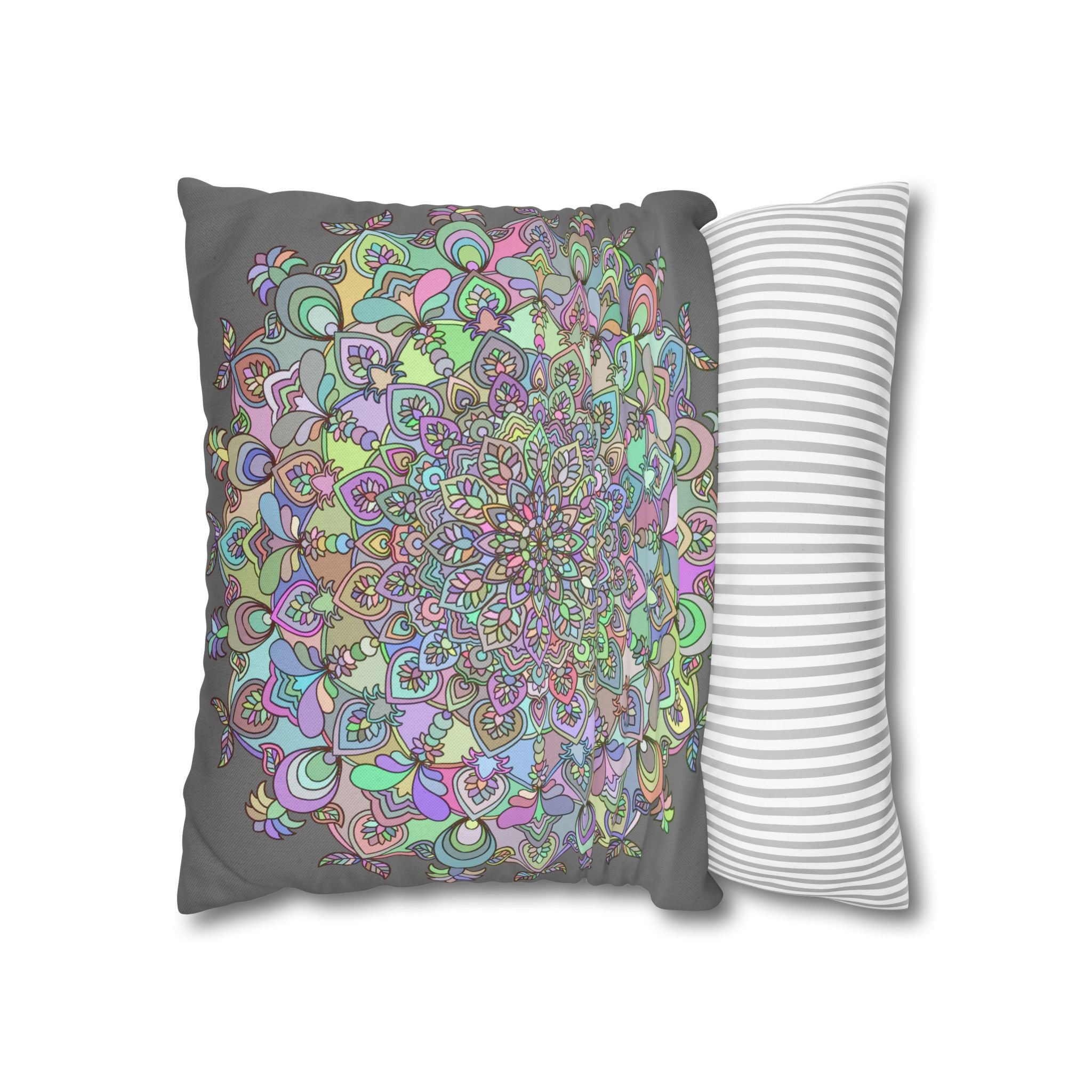 Spun Polyester Square Pillowcase Mandala Art - Original Fine Art - Hand - drawn - Pastel colors - Blululi