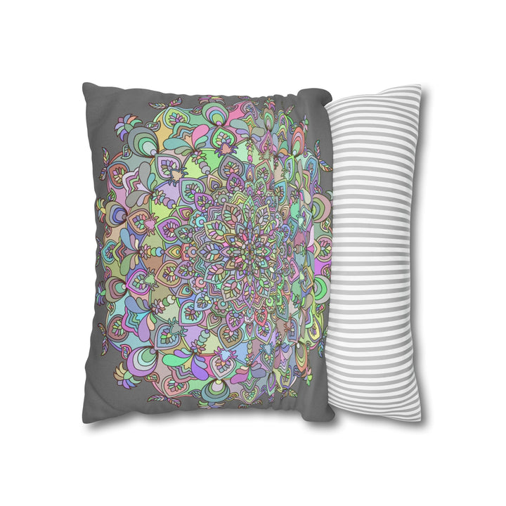 Spun Polyester Square Pillowcase Mandala Art - Original Fine Art - Hand - drawn - Pastel colors - Blululi