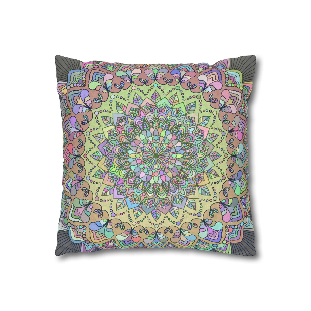 Spun Polyester Square Pillowcase Mandala Art - Original Fine Art - Hand - drawn - Pastel colors - Blululi