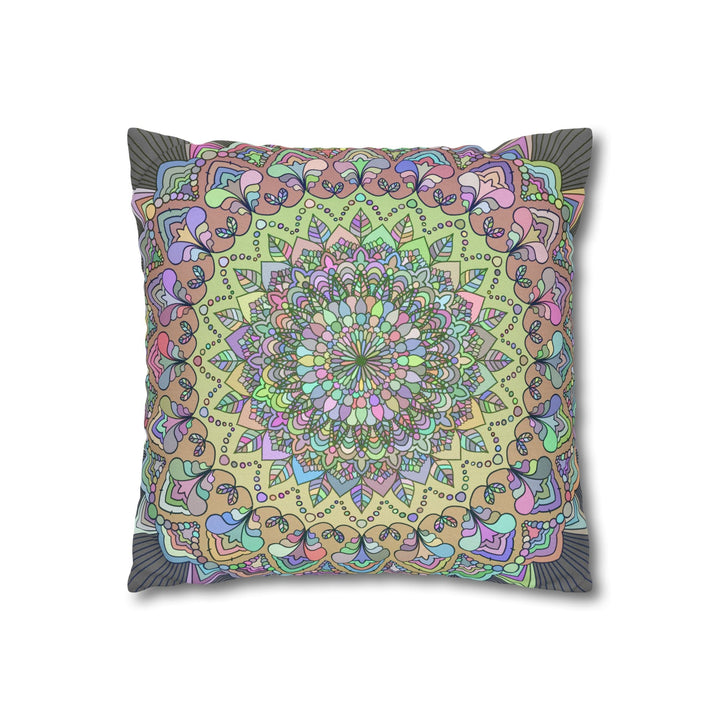 Spun Polyester Square Pillowcase Mandala Art - Original Fine Art - Hand - drawn - Pastel colors - Blululi