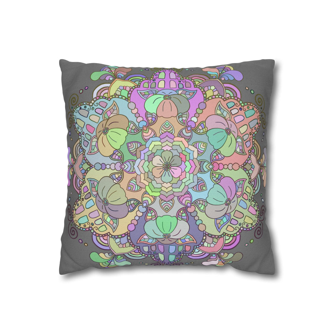 Spun Polyester Square Pillowcase Mandala Art - Original Fine Art - Hand - drawn - Pastel colors - Blululi