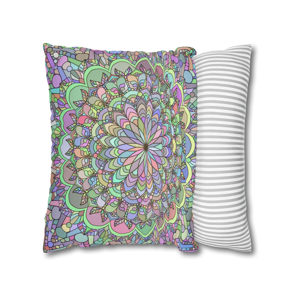 Spun Polyester Square Pillowcase Mandala Art - Original Fine Art - Hand - drawn - Pastel colors - Blululi