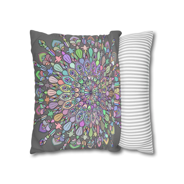 Spun Polyester Square Pillowcase Mandala Art - Original Fine Art - Hand - drawn - Pastel colors - Blululi