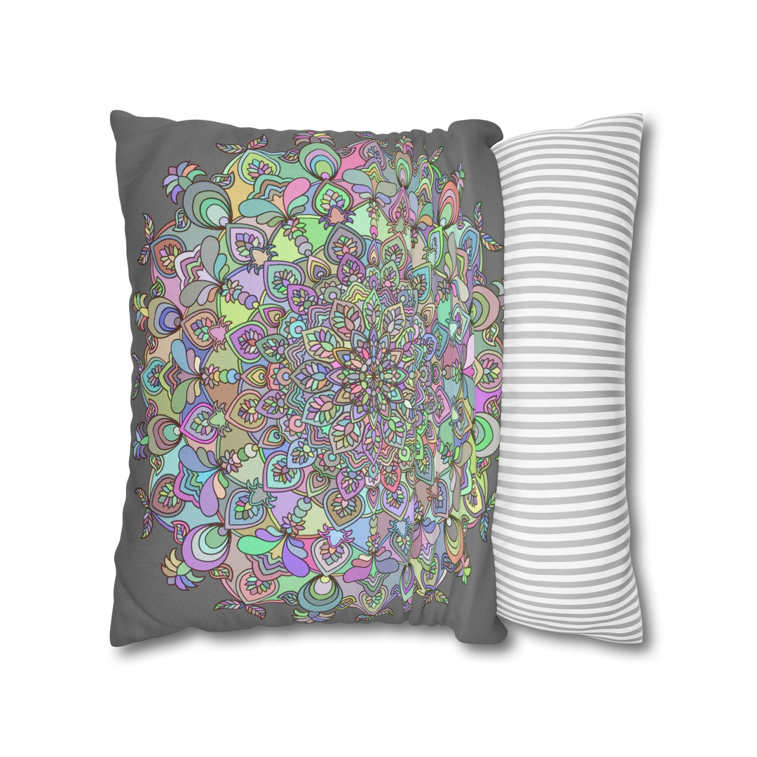 Spun Polyester Square Pillowcase Mandala Art - Original Fine Art - Hand - drawn - Pastel colors - Blululi