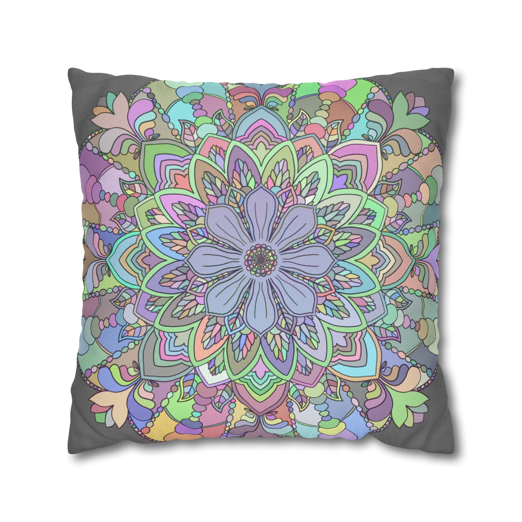 Spun Polyester Square Pillowcase Mandala Art - Original Fine Art - Hand - drawn - Pastel colors - Blululi