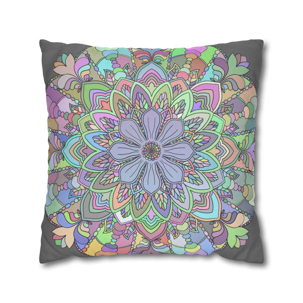 Spun Polyester Square Pillowcase Mandala Art - Original Fine Art - Hand - drawn - Pastel colors - Blululi