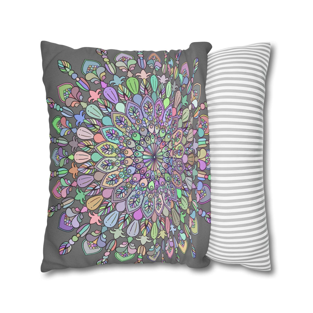 Spun Polyester Square Pillowcase Mandala Art - Original Fine Art - Hand - drawn - Pastel colors - Blululi